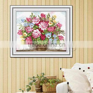 Wholesale Hand-Made Rectangle Rose Beautiful Flower Cross Stitch