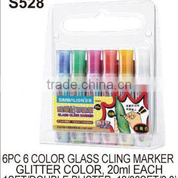 FOR CRAFT (S528) 6 PCS 6 COLORS GLASS CLING MARKER SET