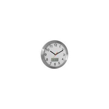 12 Aluminum Wall Clock with LCD Weather Forecast