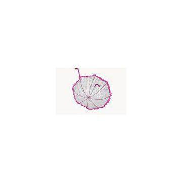 Pink Lace Clear PVC Umbrella Durable Hand Open / Heat Transfer 18