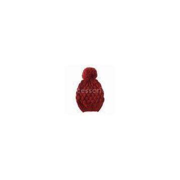 Women\'s Knitted Hat, Made of Acrylic, Pompom Pattern, New Style, Fashionable Design