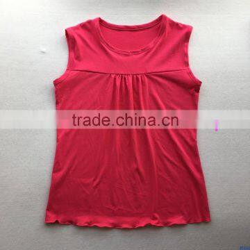 Children's boutique sleeveless top teen girls cotton solid red t shirts cheap kids blank casual t shirt wholesale