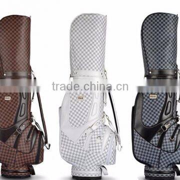 gray check pu golf bag/xs white fancy printed golf bag/ custom made golf bag