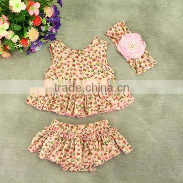 3-24M baby girls clothes boutique sleeveless tops and shorts set M7041218