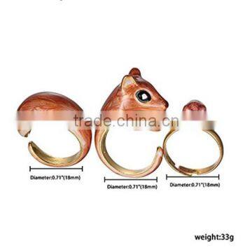 3Pcs Super Cute Animal Ring Adjustable Finger Wrap Stack Rings Cute Squirrel Open Joint Knuckle Nail Ring Set photo-2