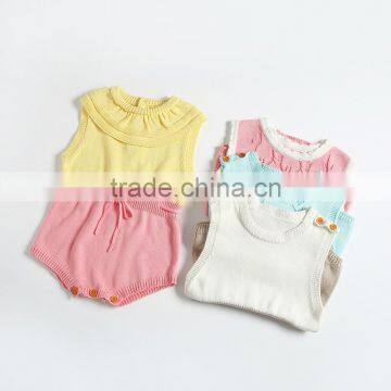 B22233A Europe stylish Baby girls doll collar knitting Romper