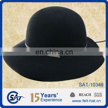 high quality ladies wool felt floppy hat with chin strape