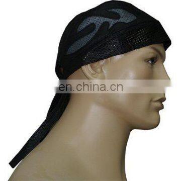 HMB-901G LEATHER SKULL CAP DURAG GRAY FLAME BANDANA SKULLCAP HATS