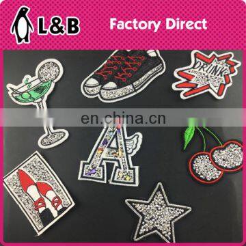 2017 patch rhinestone/beads embroidery clothing patches iron on patches