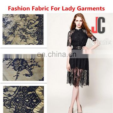 JC shaoxing 100% nylon embroidery lace fabric wholesale dress fashion