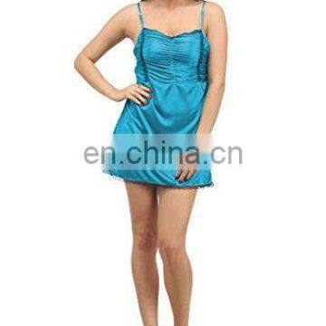 Klamotten Womens Satin Nightwear ,Turquoise ,Free Size