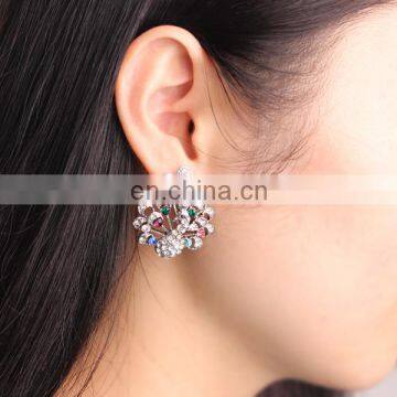 Rose gold plated jewelry in 925 sivler white stone stud earrings