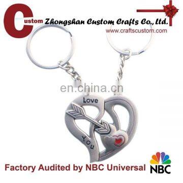 Antique silver plated heart loving keychain