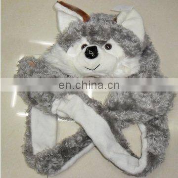 wolf hat with long scarf and glove