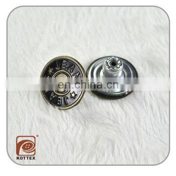 Anti brass metal jeans button for garment