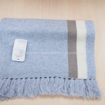 stripe knitting cashmere scarves with fringes (90-CA-13437)