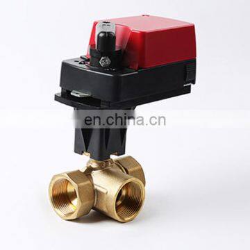 3 way brass 0-10VDC G1/2" DN15 4Nm proportional motorized valve for central air-conditioning