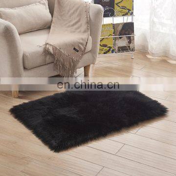 black color faux fur rug