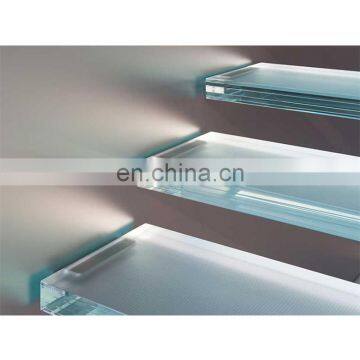 Excellence quality clear full tempered laminated anti slip glass floor stairs