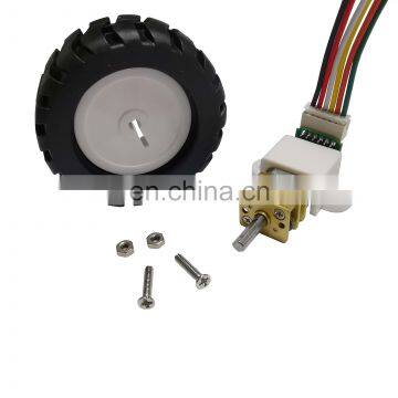N20 12V Mini Gear DC Motor Encoder With Fixed Frame Coupling Nut Rubber Wheel for DIY Toys Science photo-3