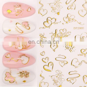 Popular Special  Nail Stickers moon starry sky rose heart gold foil label sticker