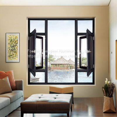 high quality Double Glazed Aluminum alloy frame large Casement Window with mosquito netting