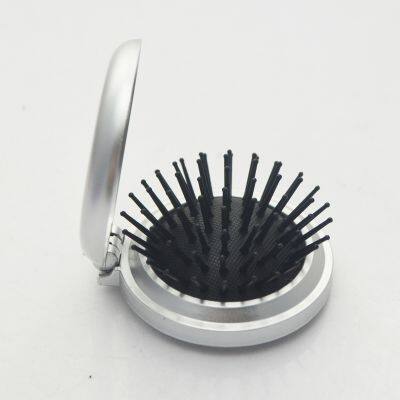 Mini Size Round Pocket Cosmetic Hair Brush With Mirror photo-3