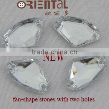 fan-hape two-hole stone for decoration