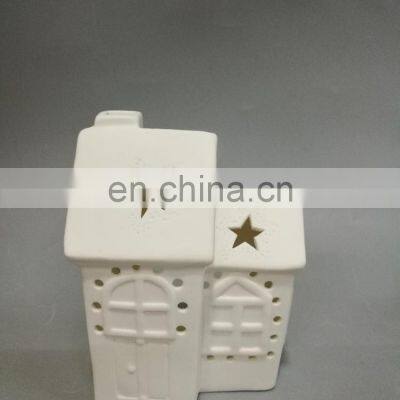 Home Decor Lighthouse House Shape Ceramic Porcelain Christmas Tealight Candle Holder