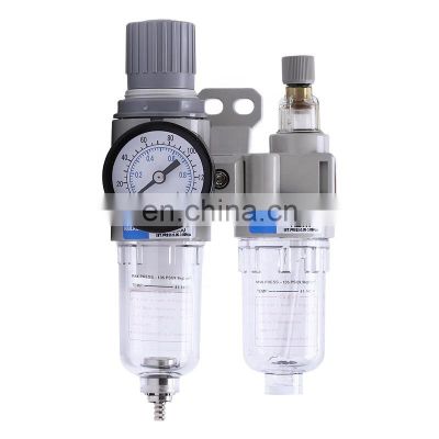 Two Unit Best Selling Pneumatic Air Combination Lubricator Pressure Drain FRL Unit Air Filter Regulator With Gauge