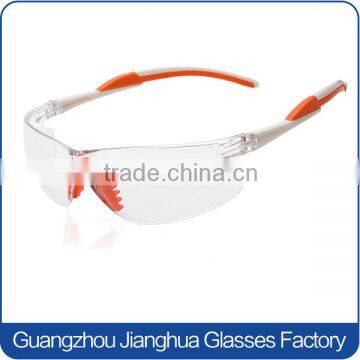 High impact 2.2mm polycarbonate lenses orange rubber tips unisex industrial glasses