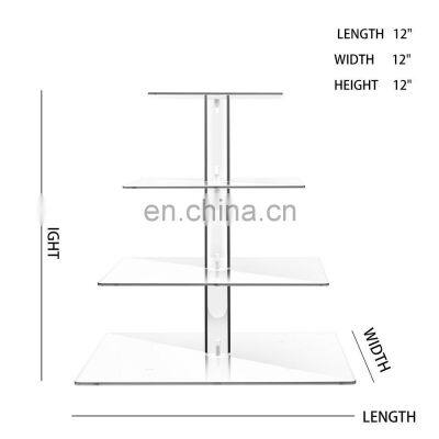 Acrylic Clear 4 Tier Cake Stand Wedding Cake Dessert Display Square photo-2