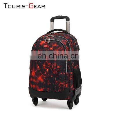 nylon  backpack school trolley bag with wheels custom logo