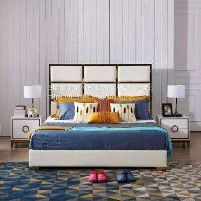 UMIKK Manufacturer Wholesale King Size Most Modern Top Grain Leather Bed