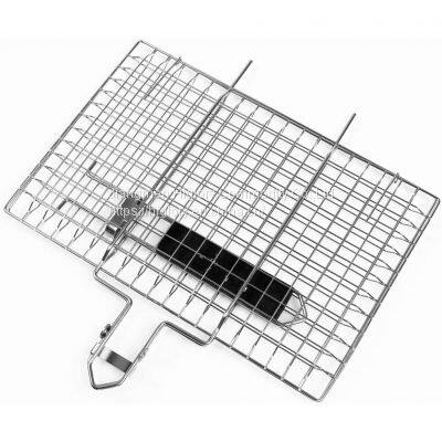 Portable Easy-to-flip With Removable Handle Grill Basket Fish Grill Non-Stick Foldable Nets photo-3