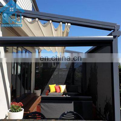 Weijia Hot Sale Retractable Gazebo Waterproof Roof Motorized Grey Awning with Led Lights