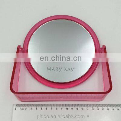 Custom Foldable Double Sides Plastic Cosmetic Standing Table Makeup Mirror photo-3
