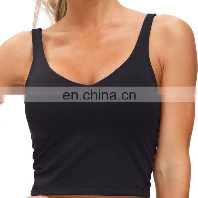 Female longlines sports bras media support yoga bra gym workouts vest