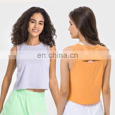 Custom Logo Sexy Lightweight Hollow Out Gym Sport Yoga Crop Top Quick Dry Breathable Women Fitness Workout Active Tank Blouse