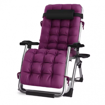 Foldable Patio Recliner Anti Gravity Lounge Chair With Pillow Outdoor Camp Chair photo-3