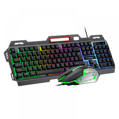 PC Gaming Keyboard and Mouse RGB Backlit Keyboards Rubber Keycaps Wired Game Mouse Keyboard