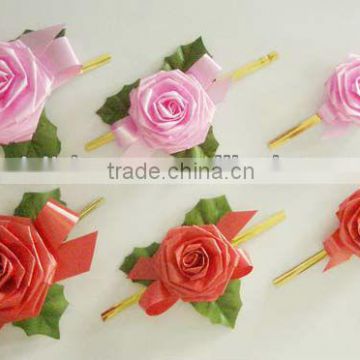 Rose Ribbon Bow for Xmas Decoration, Wrapping on Dress, Packing Gift