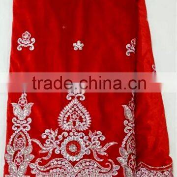 T235-1 red high quality 100% korea velvet indian lace fabrics