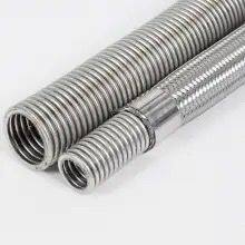 304 Stainless Steel Corrugated Pipe, Metal Hose, Anti-corrosion, Cold and Hot Water Inlet Pipe, Threaded, Pressure-resistant Corrugated Pipe photo-2