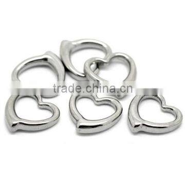 Silver Tone Stainless Steel Heart Charm Connectors Pendants 16mmx16mm