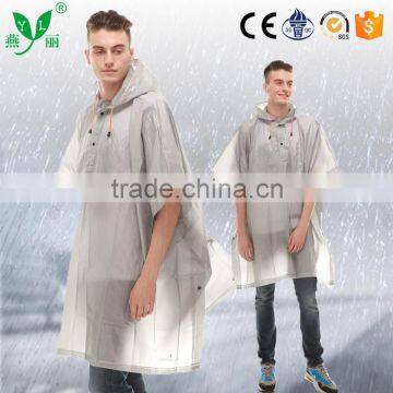 YANLI High Quality Fashion Plastic Silver Poncho Raincoat for Adult photo-2