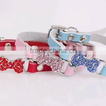 Wholesale Diamond Bone Leather Pet Collar Creative Dog Collars