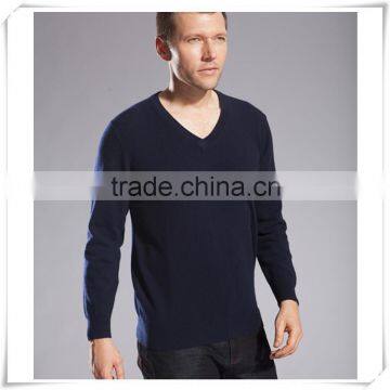 Flat kitting 100% cashmere men's V neck sweater