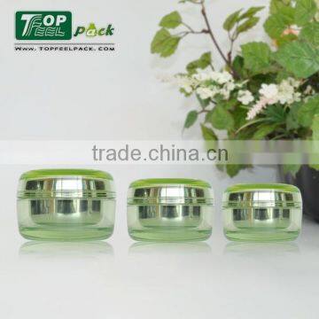 2015 Luxury Green Plastic Acrylic Cream Jar with Screw Cap 20g 30g 50g