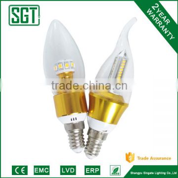 durable SMD2835 3W4W golden body cheap led candles